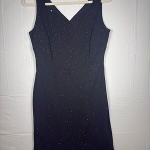Vintage David Warren Petites Chic Black Midi Dress. Size 8p